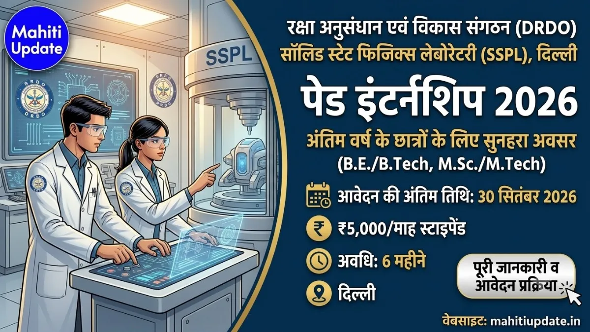 DRDO SSPL Paid Internship 2026